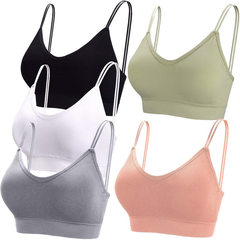 BQTQ 5 Pcs V Neck Tube Top Bra Padded Camisole Bra for Women Seamless Bralettes(XL) - Image 1